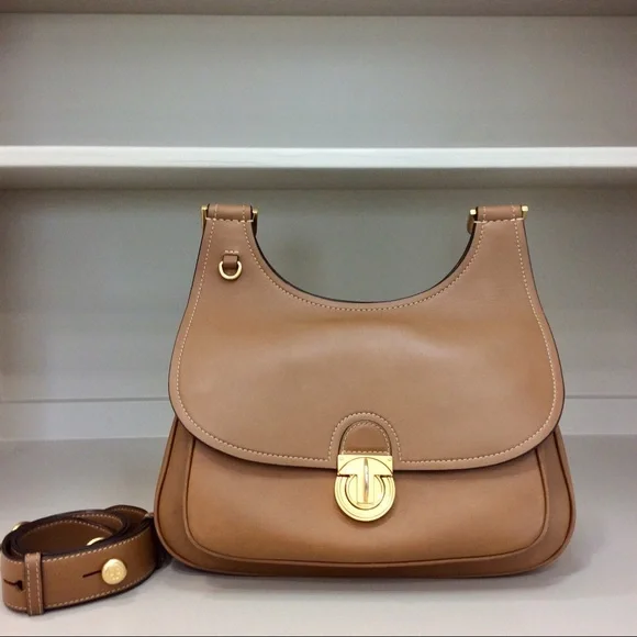 Authentic Tory Burch James Saddle Bag Handbag Crossbody Leather Flap Messenger - Picture 4 of 17